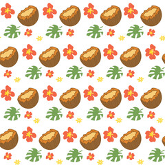Seamless pattern with coconuts Half a coconut.