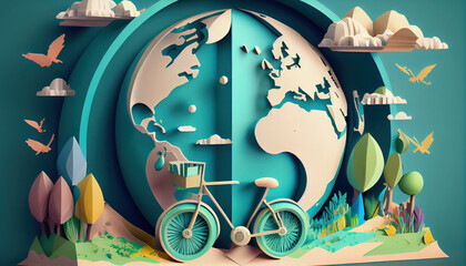 World bicycle day illustration. Generative AI. 