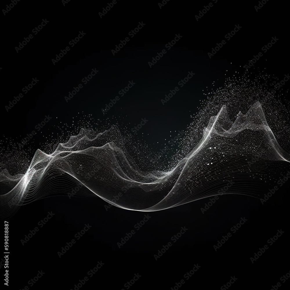 Poster bright neon moving high speed wave lines and bokeh lights create an abstract futuristic background. 