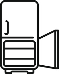 Open fridge freezer icon outline vector. Home work. Cooler ice