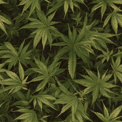 Hanf Blätter, Cannabis, nahtloses Muster - Generative AI