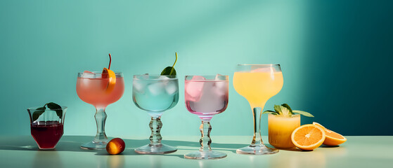 Beautiful summer cocktails decoration - summer feeling decoration - generative AI backgrounds