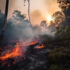 Fototapeta premium fire in the forest. generative ai