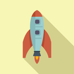 Spaceship icon flat vector. Rocket space. Fire start