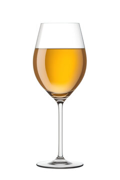 A glass of Passito white wine isolated on white background. Computer generated image
