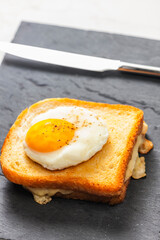 toast with cheese served with fried egg