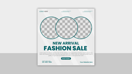 Fototapeta na wymiar New arrival fashion sale social media post template banner design for instagram advertising 
