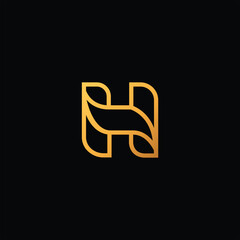 letter h logo design luxury line art