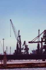 Fototapeta na wymiar Port and industrial zone in Taranto, Apulia, Italy