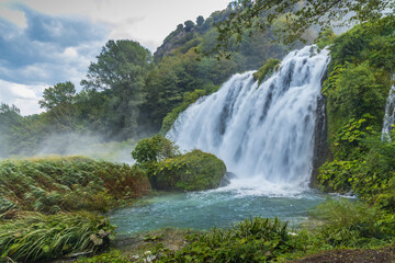 Fototapeta na wymiar Marmore falls, Cascata delle Marmore, in Umbria region, Italy