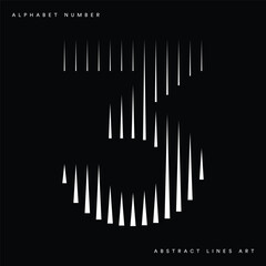 Number 3 with Abstract Line Pattern