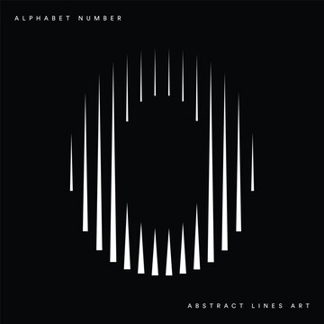 Number 0 logo with abstract geometric vertical parallel lines