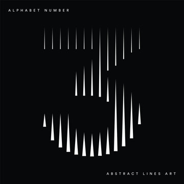 Number 3 logo with abstract geometric vertical parallel lines