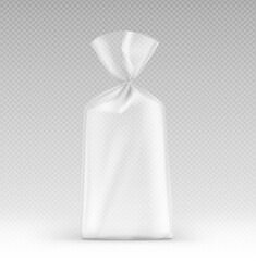 Bag mockup with clip band. Vector illustration isolated on transparent background. Mockup will make the presentation look as realistic as possible. EPS10.