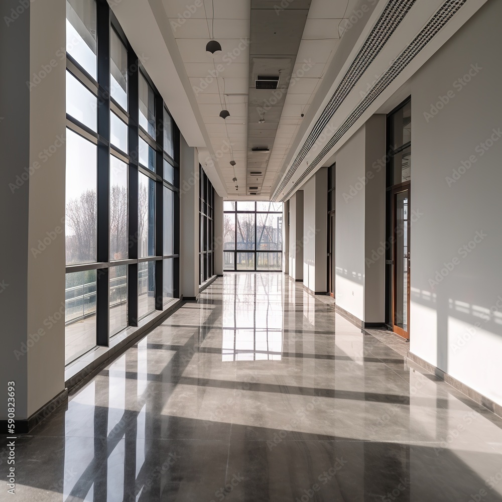 Poster corridor in the office and empty space. generative ai