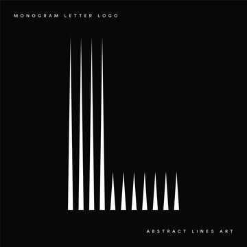 Letter L logo with abstract geometric vertical parallel lines