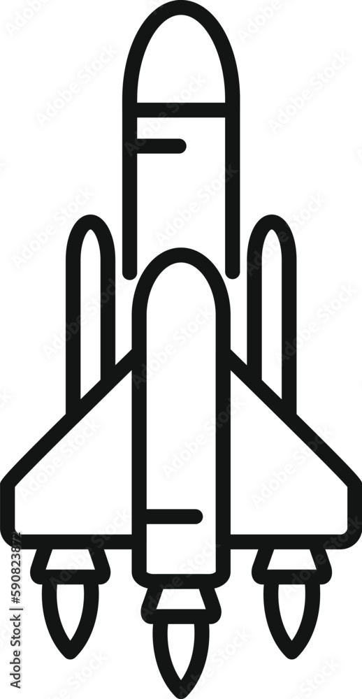 Poster spaceship launch icon outline vector. space fire. crash craft