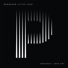Letter P Logo with Abstract Line Pattern