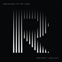 Letter R Logo with Abstract Line Pattern