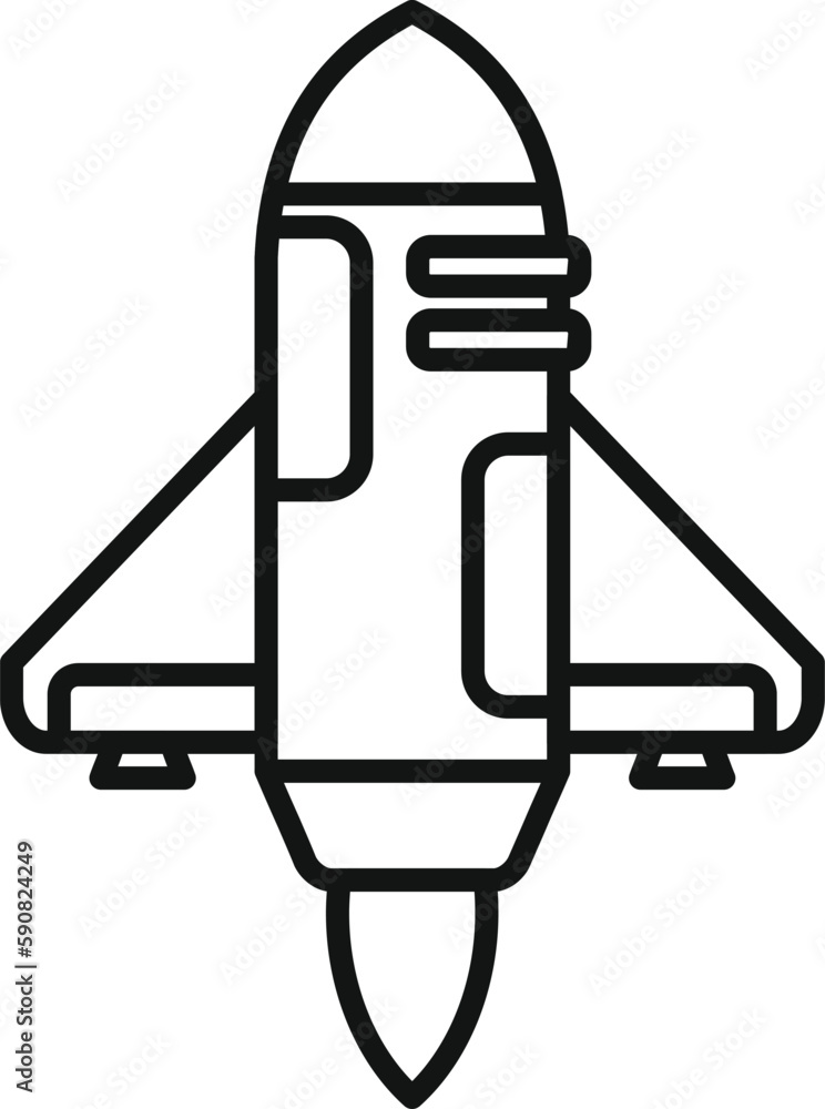 Poster ship launch icon outline vector. rocket fire. sky startup