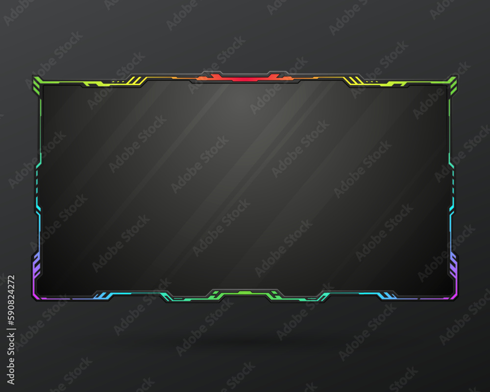 Poster futuristic rgb rainbow colors border game interface stream overlay screen panel template