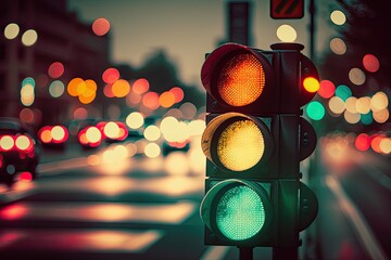 Traffic Light on the Side of a Roa. Generative AI