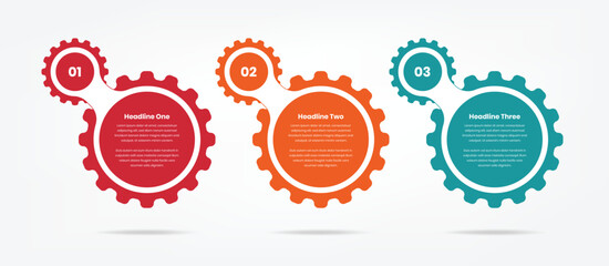 Steps infographic business data presentation template in abstract gear shape