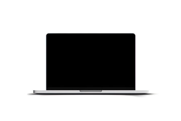 Laptop with black blank screen isolated on white background. Created with Generative AI Technology