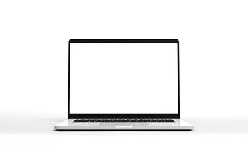 Laptop with white blank screen isolated on white background. Created with Generative AI Technology