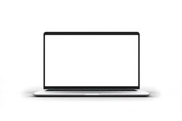 Laptop with white blank screen isolated on white background. Created with Generative AI Technology
