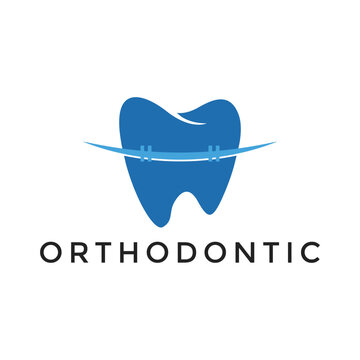 Creative, simple, and modern orthodontic for tooth health and dentist logo design vector