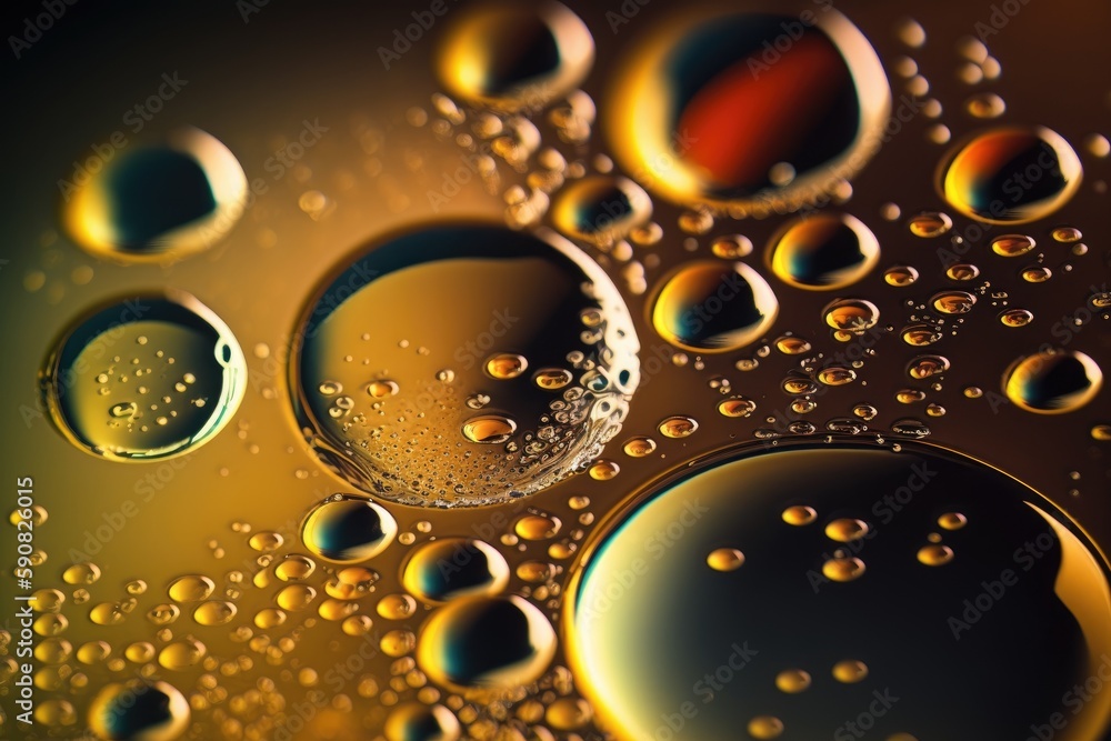 Poster water droplets on a surface in macro view. generative ai