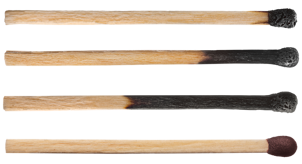 Matchsticks burn, piece prevents the fire from spreading
