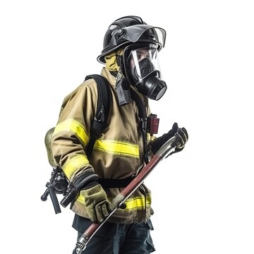 firefighter in uniform on white background. generative ai