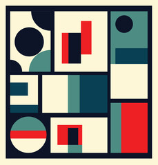 Modern geometric poster set. Vector bauhaus geometric artwork with circle and triangle. Vector poster set