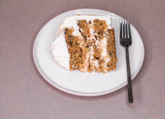 Piece of homemade cake on a plate