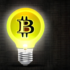 light bulb with Bitcoin sign
