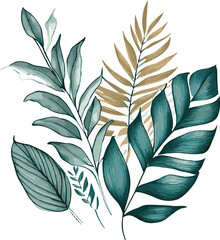 Realistic tropical botanical foliage plants