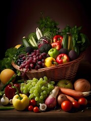 fruits and vegetables in basket, generated Ai