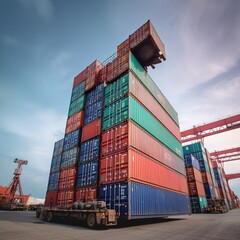 container cargo freight ship with containers. generative ai