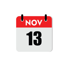 new calendar, calendar isolated on white, desktop calendar, 13 november icon with white background