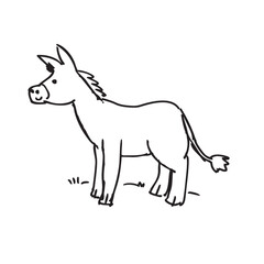 illustration of a donkey , vector hand drawn doodle
