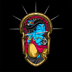 krishna play flute illustration © ilustrator