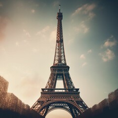 Obraz premium Travel-themed wallpaper featuring a Eiffel Tower to remind you of your wanderlust and inspire you to explore new destinations