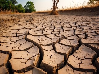 Dry cracked earth, global warming, climate change, global warming.