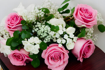 beautiful bouquet of red and pink roses, mother's day, wedding, floral decoration