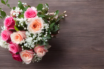 beautiful bouquet of red and pink roses, mother's day, wedding, floral decoration