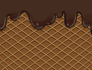 ice cream chocolate cone waffle background.
