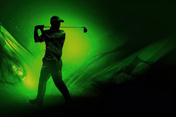 Professional Golfer Playing Golf Green Color Splash With Copyspace Generative AI