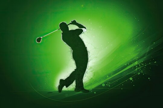 Professional Golfer Playing Golf Green Gradient With Blank Background Generative AI